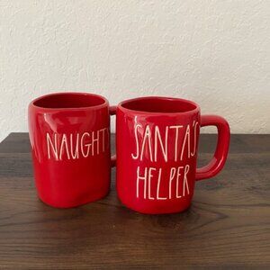 (2)Rae Dunn red inside & outside mugs 5"tall